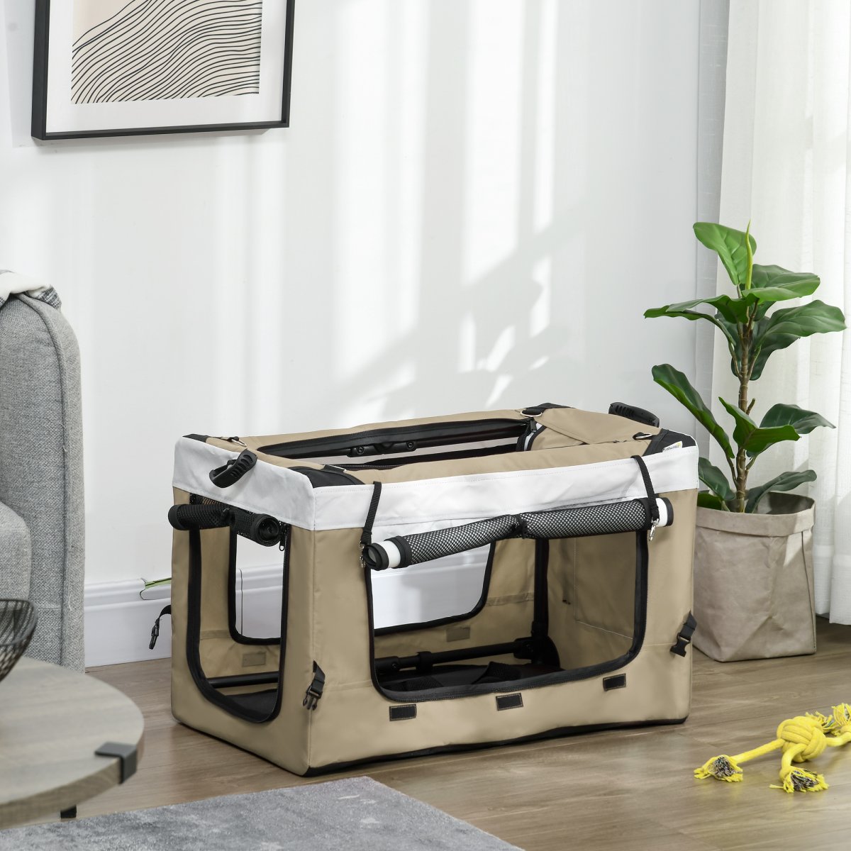 Carrinho para Cães Dobrável com Compartimento Desmontável 4 Portas 81x58x97,5 cm - Image 9