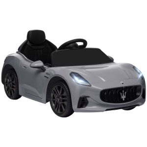 Carro Elétrico Maserati Gran Turismo Folgore para crianças Bateria 12V, Controlo Remoto, Faróis, Buzina e Música MP3 98x59x43 cm Cinza
