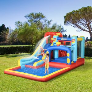 Castelo Insuflável para Crianças de 3-8 Anos com Escorrega,Trampolim, Piscina Bolsa de Transporte para Exterior 435x245x200cm