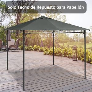 Cobertura de Substituição de 3x3m para Pérgula de Jardim com 8 Orifícios de Drenagem e Ventilação Cinza