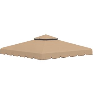 Cobertura de Substituição para Pérgola 300×300 cm com Duplo Teto e 8 Orifícios de Drenagem