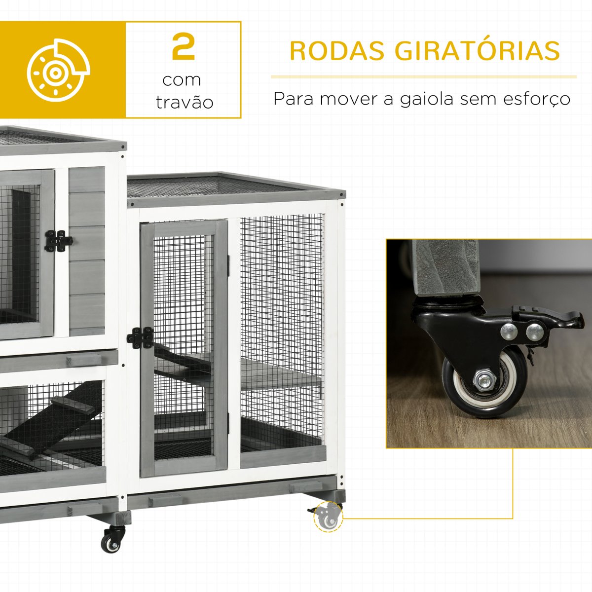 Coelheira de Madeira para Interior com 6 Rodas 110x50x86 cm - Image 8