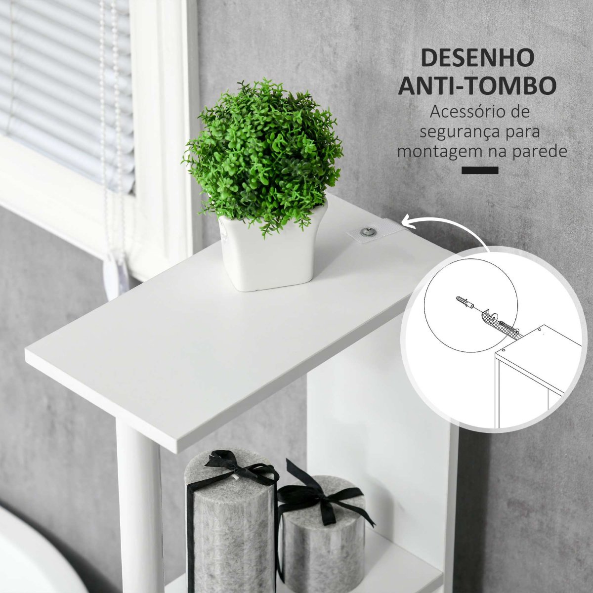 Coluna Casa de Banho com 2 Portas e 2 Prateleiras 15,2×29,8x118cm Branco e Cinza - Image 5