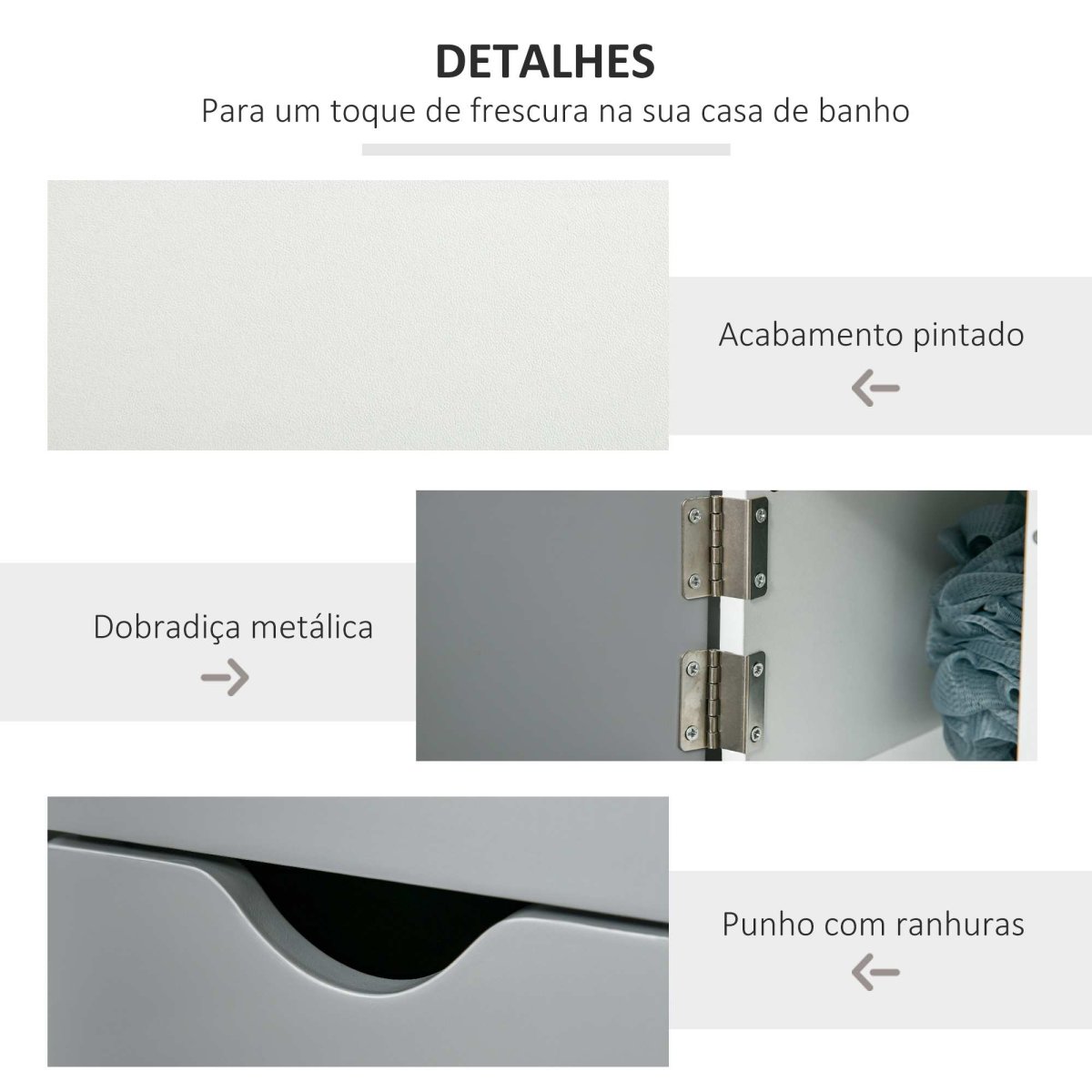 Coluna Casa de Banho com 2 Portas e 2 Prateleiras 15,2×29,8x118cm Branco e Cinza - Image 6