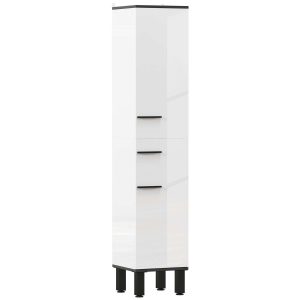 Coluna Casa de Banho com Gaveta 2 Portas e Prateleiras 34x34x170 cm Branco