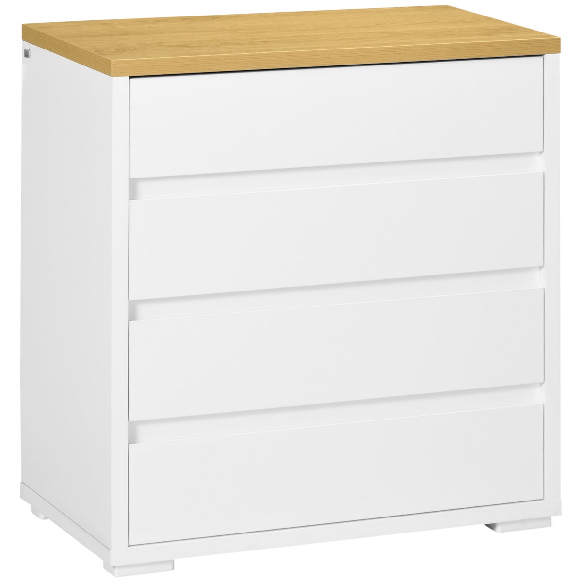 Cómoda Moderna com 4 Gavetas Carga Máxima 40 kg 70x37x75 cm Branco e Madeira
