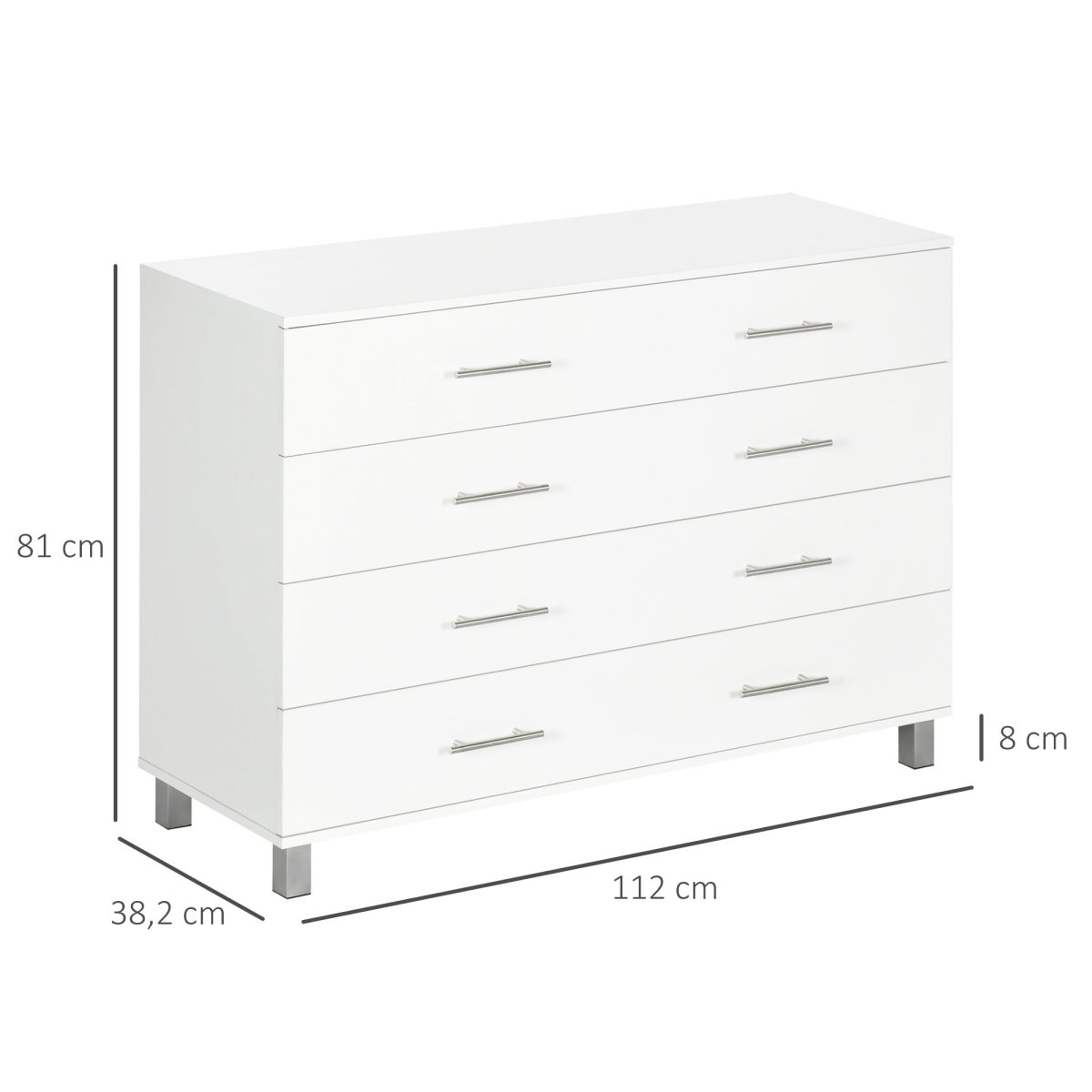 Cómoda com 4 Gavetas de Estilo Moderno para Sala de Estar, Entrada, Corredor 112×38,2x81cm - Image 4