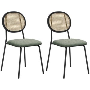 Conjunto de 2 Cadeiras de Sala de Jantar 44x54x87 cm Verde Escuro e Preto