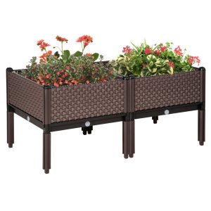 Conjunto de 2 Floreiras de Exterior 50x50x46,5 cm Marrom