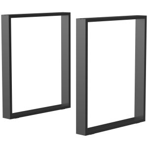 Conjunto de 2 Pés para Mesa de Aço 60×72 cm Pernas Quadradas de Mesa para Móveis de Bricolage Estilo Industrial com Parafusos e Protetores de Chão Preto