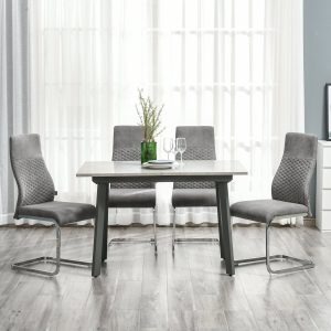 Conjunto de 4 Cadeiras de Sala de Jantar 45x61x98cm Cinza