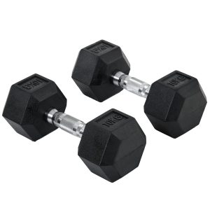 Conjunto de Halteres 20 kg com Barra Metálica e Cabeça Hexagonal 31×13,5 cm