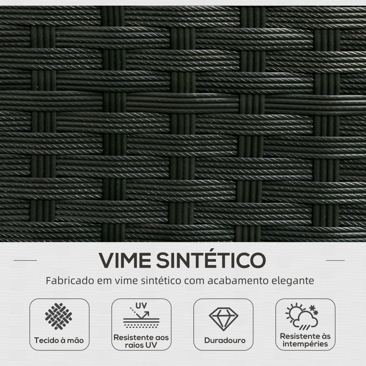 Conjunto de Móveis de Vime de Jardim de 3 Lugares com Almofadas Acolchoadas Mesa de Centro com Bancada de Vidro Temperado - Image 5