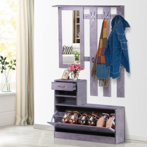Conjunto de Móveis para Corredor Cinza – Medidas 90x22x116 cm