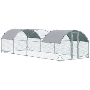 Galinheiro 2,8×7,60 metros para 16-24 Galinhas de Aço Galvanizado com Teto de Tecido Oxford