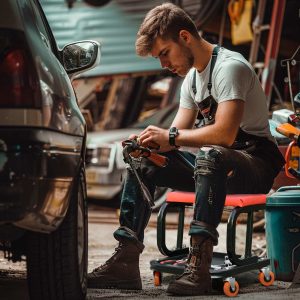 HOMCOM Banco de Oficina Móvel com Rodas Banco para Mecânico com Bandeja para Ferramentas e Estrutura de Aço Carga 100 kg para Garagem Reparação de Automóveis 38x35x37 cm Vermelho