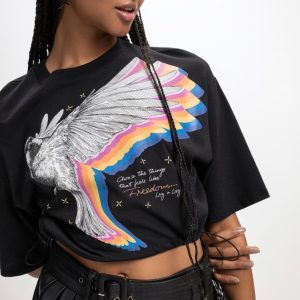 T-Shirt Cropped C/ Elástico Cintura