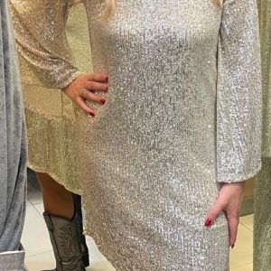 Vestido Lantejoulas Assimétrico C/ Forro