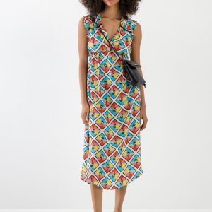 Vestido Estampado Viscose C/ Atilho
