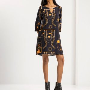 Vestido Curto Viscose Manga 3/4