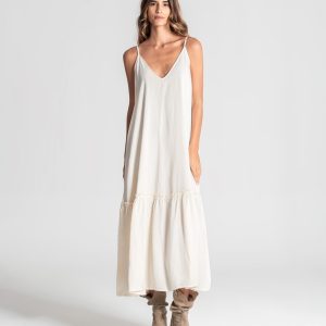 Vestido Comprido Alinhado Alças