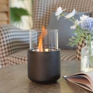 Lareira de Bioetanol de Mesa Capacidade 0,4L Combustão 2,5h 12x12x19cm Cinza Escuro