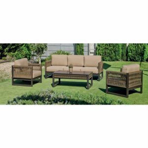 Conjunto de exterior para Jardim Monterrey, 1 sofá 2 poltrona e 1 mesa, Resistente e durável