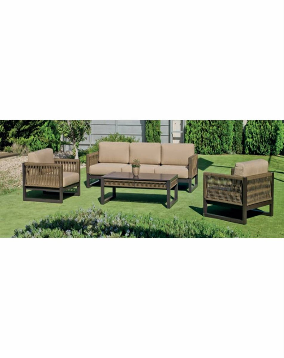 Conjunto de exterior para Jardim Monterrey, 1 sofá 2 poltrona e 1 mesa, Resistente e durável
