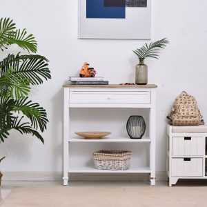 Mesa consola, 75,6×27,5×80,5 cm Branco