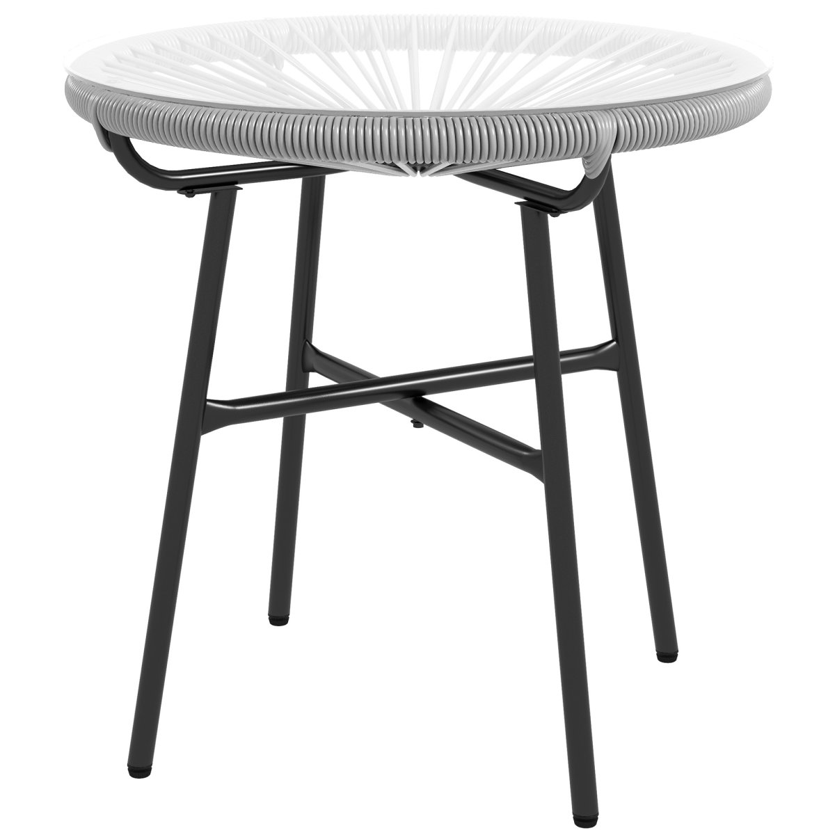 Mesa de Centro Redonda para Exteriores com Bancada de Vidro Temperado e Pés de Metal Ø50×50 cm - Image 2
