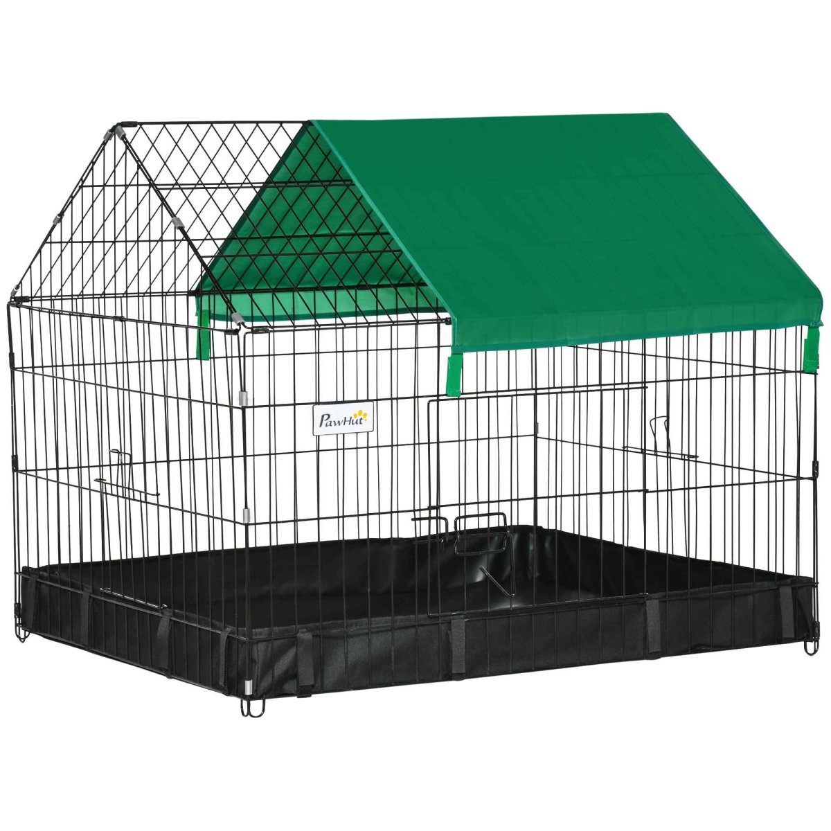 Parque para Animais de Estimação com 2 Portas Base com Tecido Oxford Impermeável e Toldo 90x75x75 cm