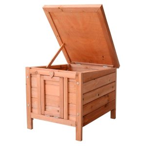 PawHut Gaiola para coelho Cobaia de madeira ao ar livre Casa para Pequeno Animal 51x42x43cm