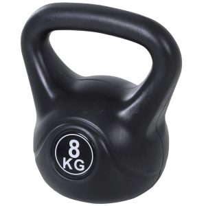 Peso Russo de 8 kg com Punho Largo e Antiderrapante para Exercícios e Treinos em Casa e Ginásio 22x17x24 cm Preto