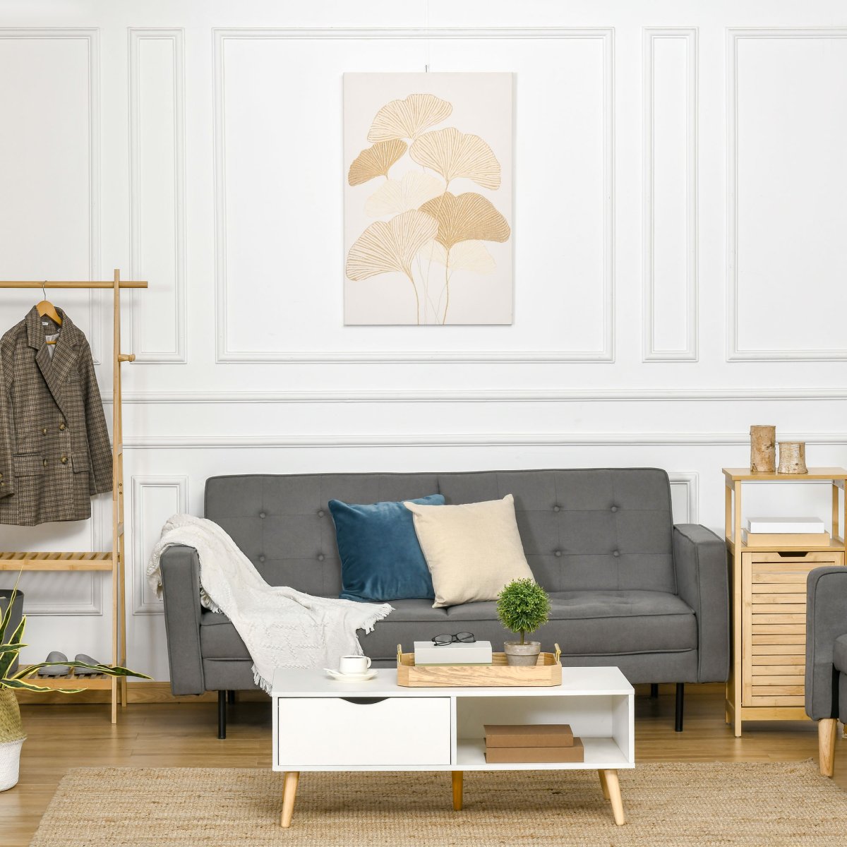 Pintura em Tela, Folhas de Ginkgo Biloba 90x60cm Impressão Artística para Decoração de Parede na Sala de Estar - Image 2