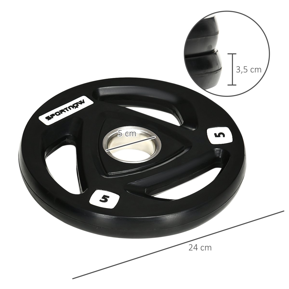 Placas de Peso Revestido em Borracha com Orifício de 5cm para Fitness - Image 4