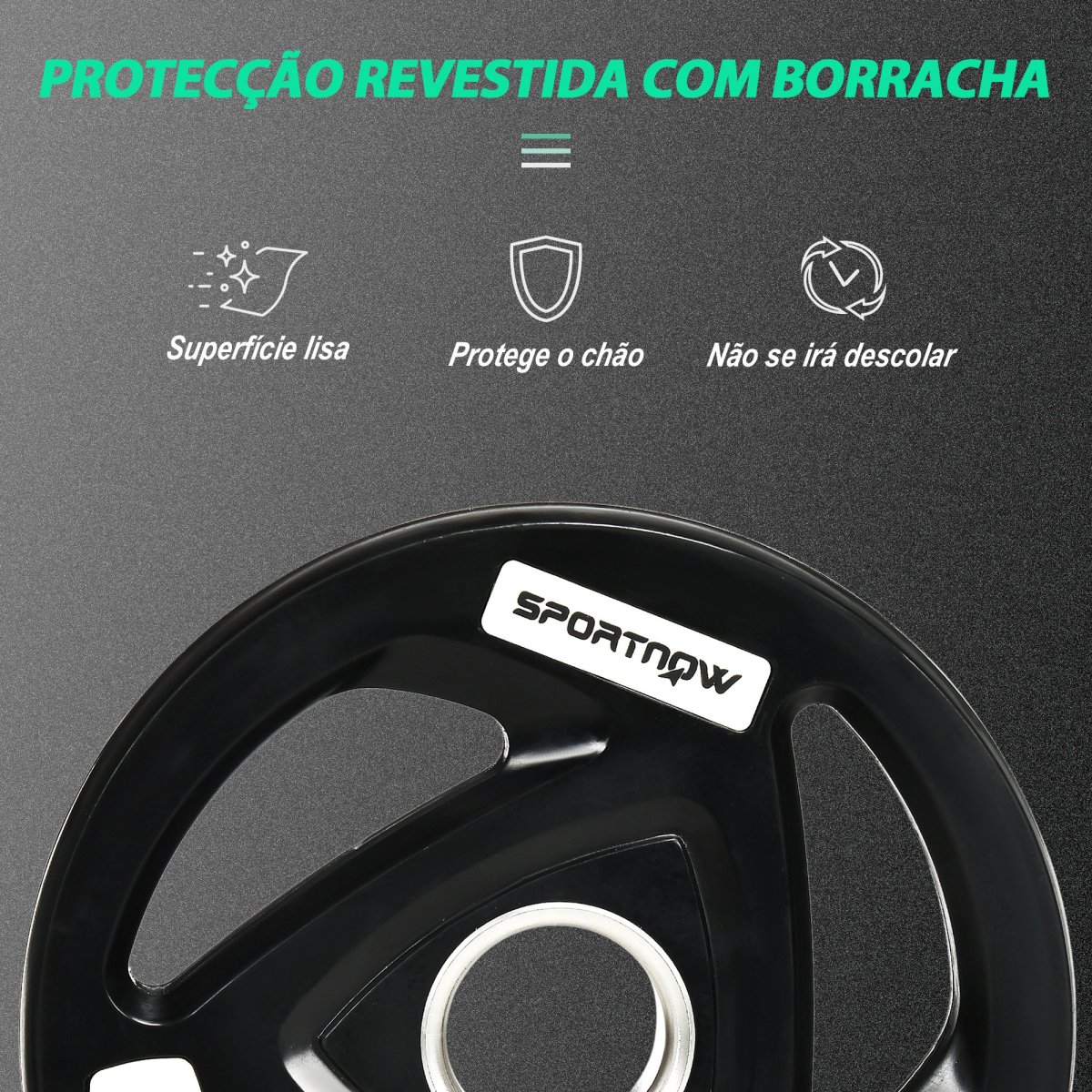 Placas de Peso Revestido em Borracha com Orifício de 5cm para Fitness - Image 7