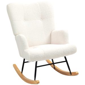 Poltrona Baloiço em Borrego com Encosto  65x88x87 cm Creme