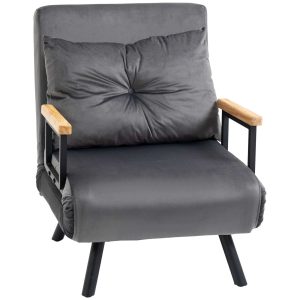 Poltrona Convertível em Cama Dobrável 3 1 com Encosto Ajustável 5 Níveis e Almofada Acolchoada para Escritório Sala de Estar Carga 120 kg 63x73x81 cm Cinza