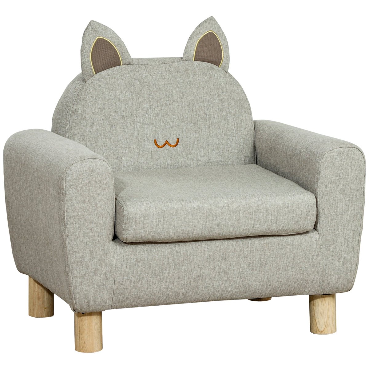 Poltrona Infantil Mini Sofá para Crianças acima de 3 Anos com Assento Acolchoado, Apoio para os Braços e Estrutura de Madeira Carga Máxima 45kg 60x42x50cm Cinza - Image 3