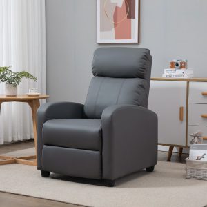 Poltrona Relax Reclinável com Controlo Remoto 2 Zonas de Massagem 8 Programas 5 Níveis de Intensidade Estofado em PU 68x88x98cm Cinza