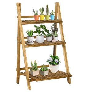 Prateleira para Plantas Dobrável Suporte para Vasos de Madeira para Interior e Exterior 60x37x93 cm Madeira