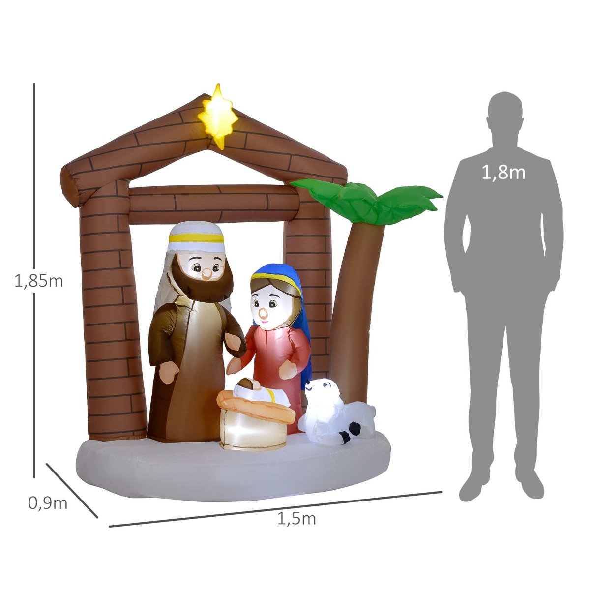 Presépio Insuflável de Natal 150x90x185 cm Multicor - Image 4