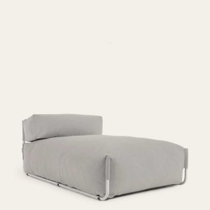 Pufe-sofá modular longue encosto exterior Square cinza-claro alumínio branco 165 x101 cm