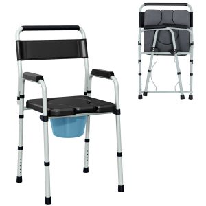 Sanita para Pessoas Maiores Dobrável 52,5x46x81,5-97 cm Preto