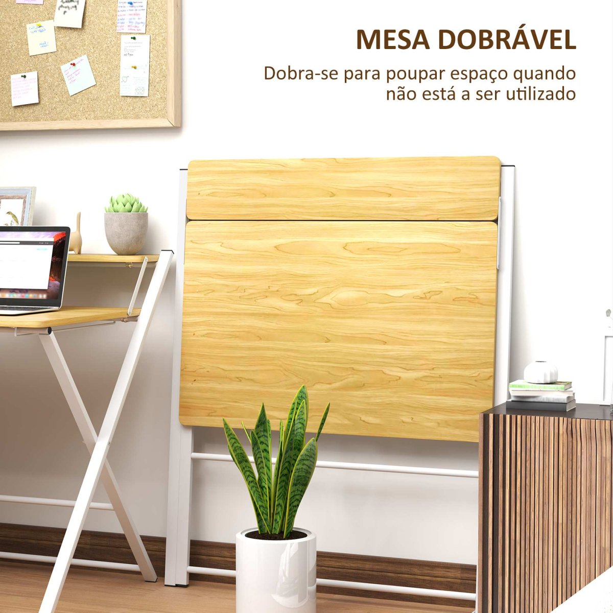 Secretária Dobrável com Prateleira Aberta 86x66x82 cm Madeira - Image 5
