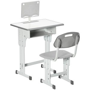 Secretária Infantil com Altura Ajustável 1 Gaveta 1 Suporte para Lápis e 1 Prateleira para Livros 60x45x90-120 cm