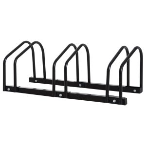 Suporte de Aço para Estacionar 3 Bicicletas para Interior e Exterior 76x33x27 cm Preto