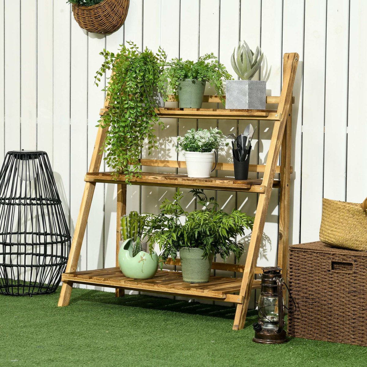 Suporte para Plantas de Madeira com 3 Níveis 80x37x93 cm Madeira - Image 3