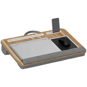 Suporte para Portátil com Amofada Ranhura Tablet Almofada Mouse Apoio os Punhos Mesa Casa Escritório 55,5x37x9 cm Carvalho