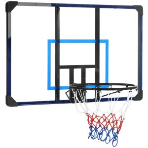 Tabela de Basquetebol Parede Cesta para Exterior 113x61x73 cm Azul e Preto